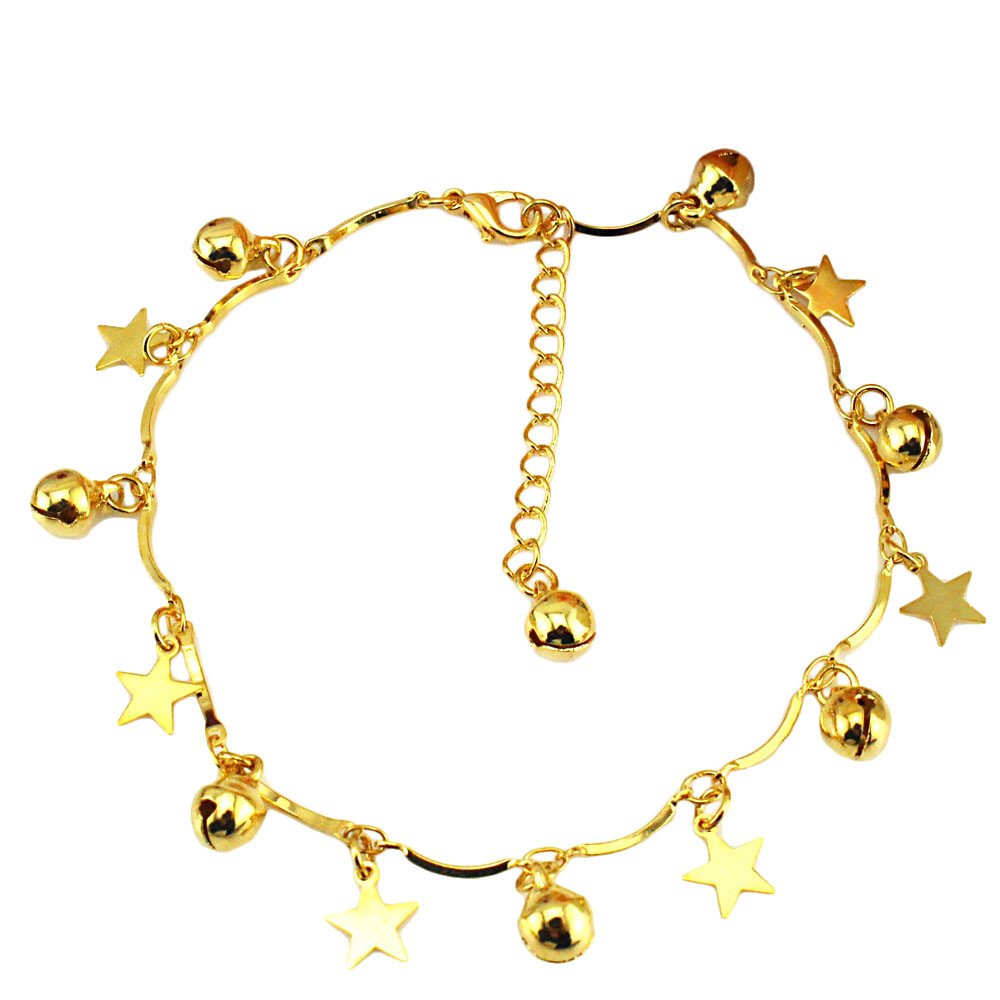 Women's Gold Star Ankle Bracelet - Boho Beach Barefoot Jewelry Sandals for Summer - Perfect for Vacations, Festivals & Boho Fashion (One Size)
