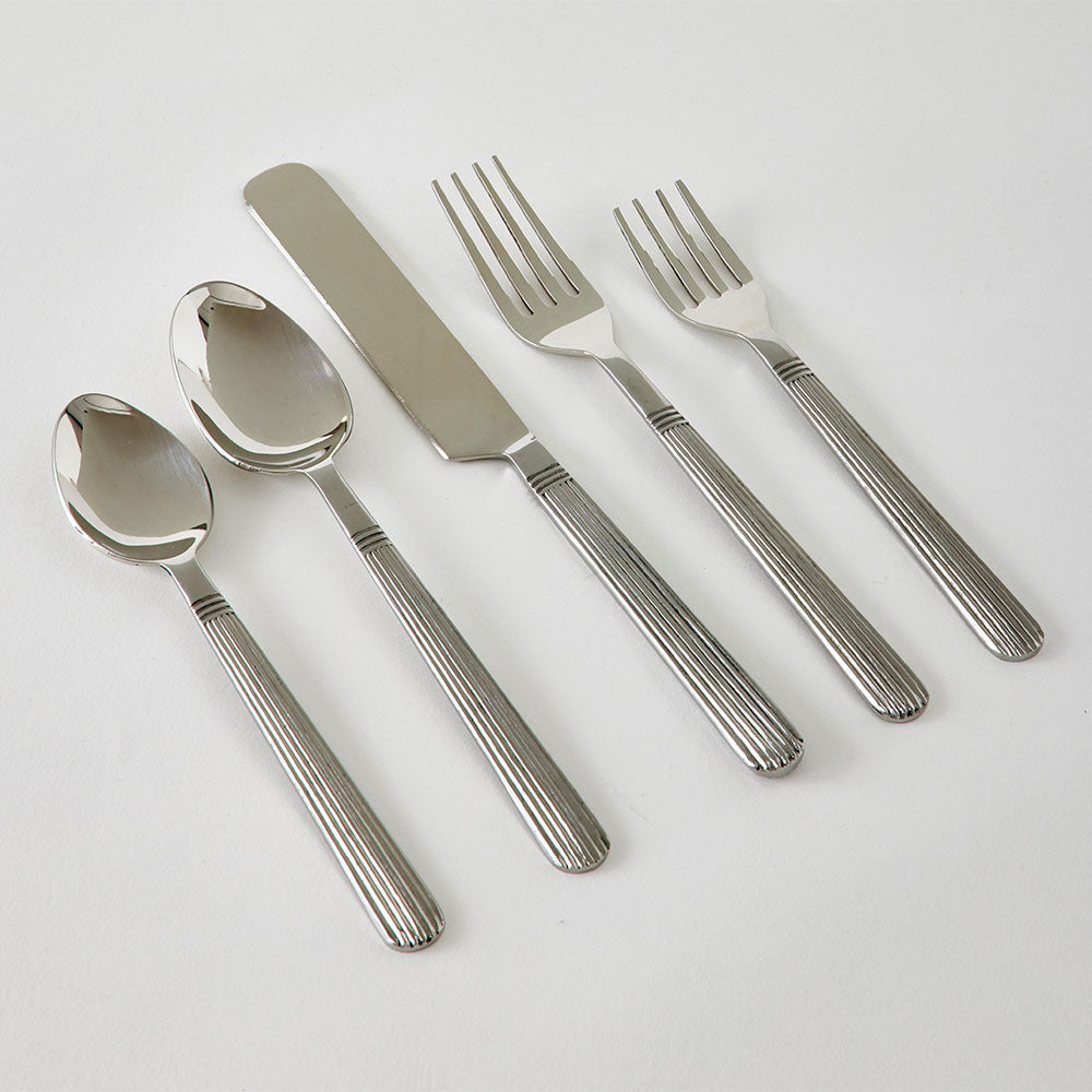 Art Deco Stainless Steel Flatware Set - 20-Piece Elegant Cutlery for Dining - Perfect for Weddings, Dinner Parties & Formal Occasions