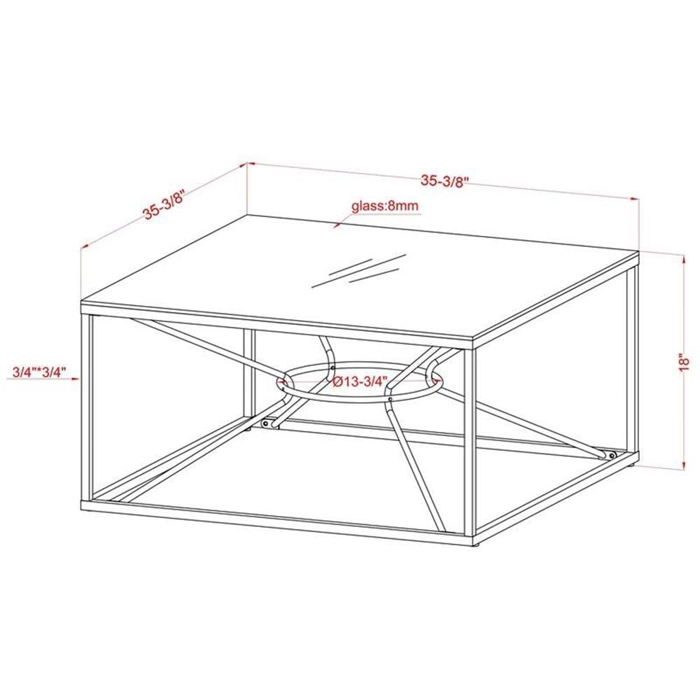 Furniture of America Cevelle Contemporary Gold Glass Top Coffee Table - Modern Living Room Centerpiece for Home Decor & Entertaining