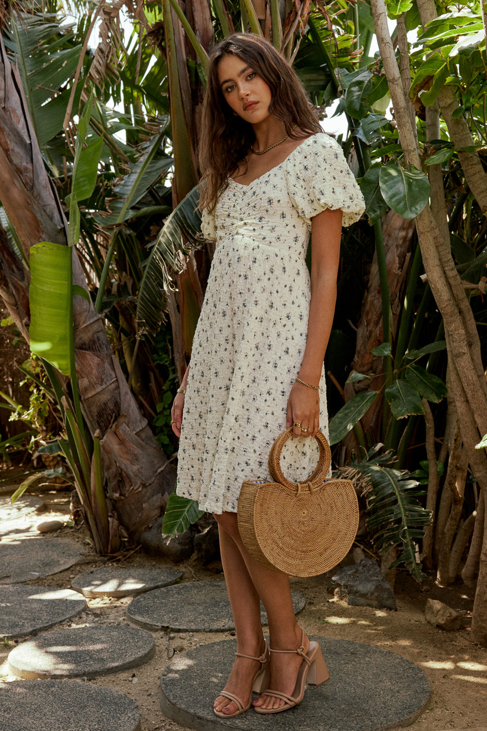 Alotta Women's Floral Smocked Dress - Elegant Summer Midi Dress for Beach, Wedding & Party Occasions