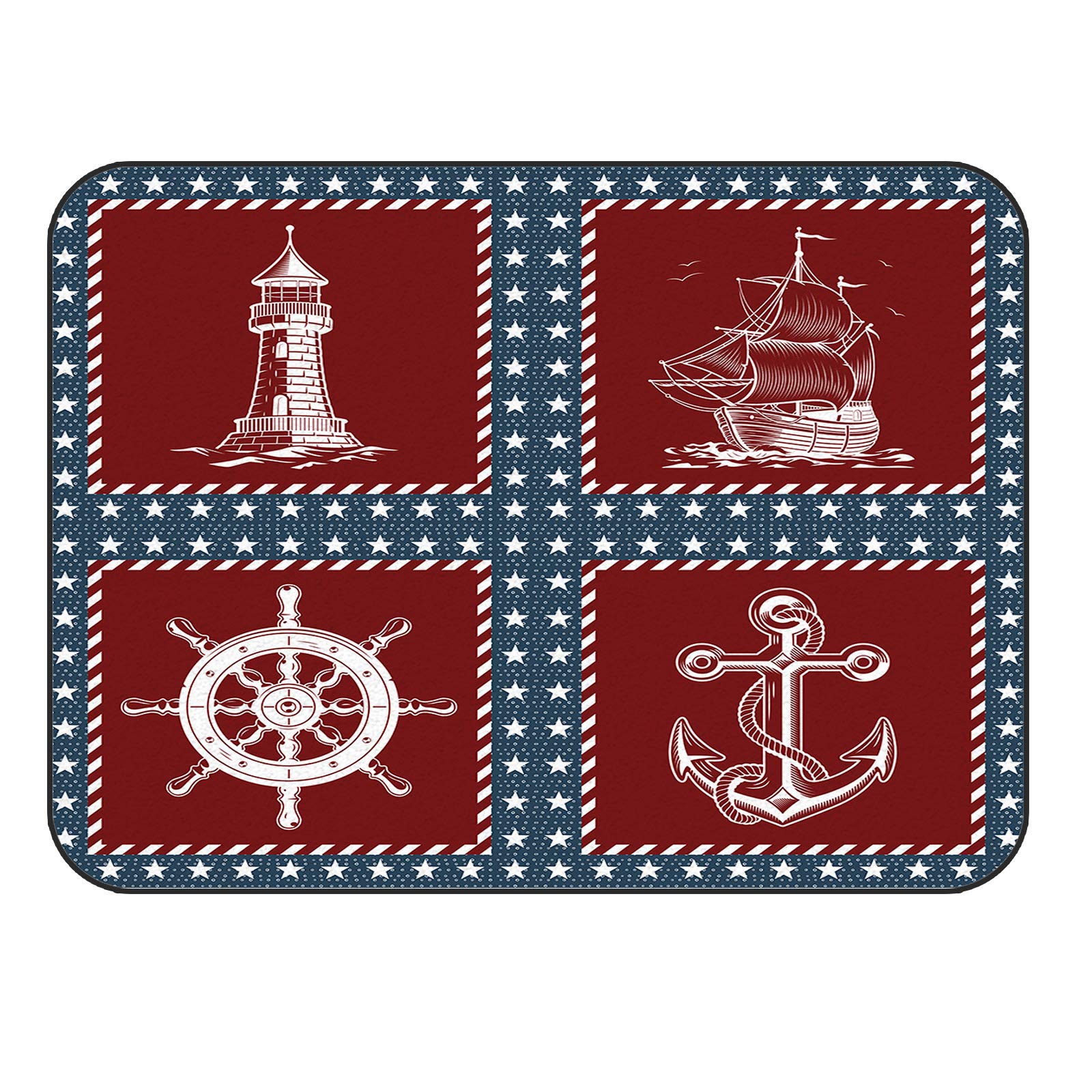 3' x 5' Modern Large Area Rugs for Nursery, Living Room & Bedroom - Indoor/Outdoor Throw Carpet with Nautical Anchor Lighthouse Sailboat Design - Perfect for American Independence Day Decor & Kids Play Area