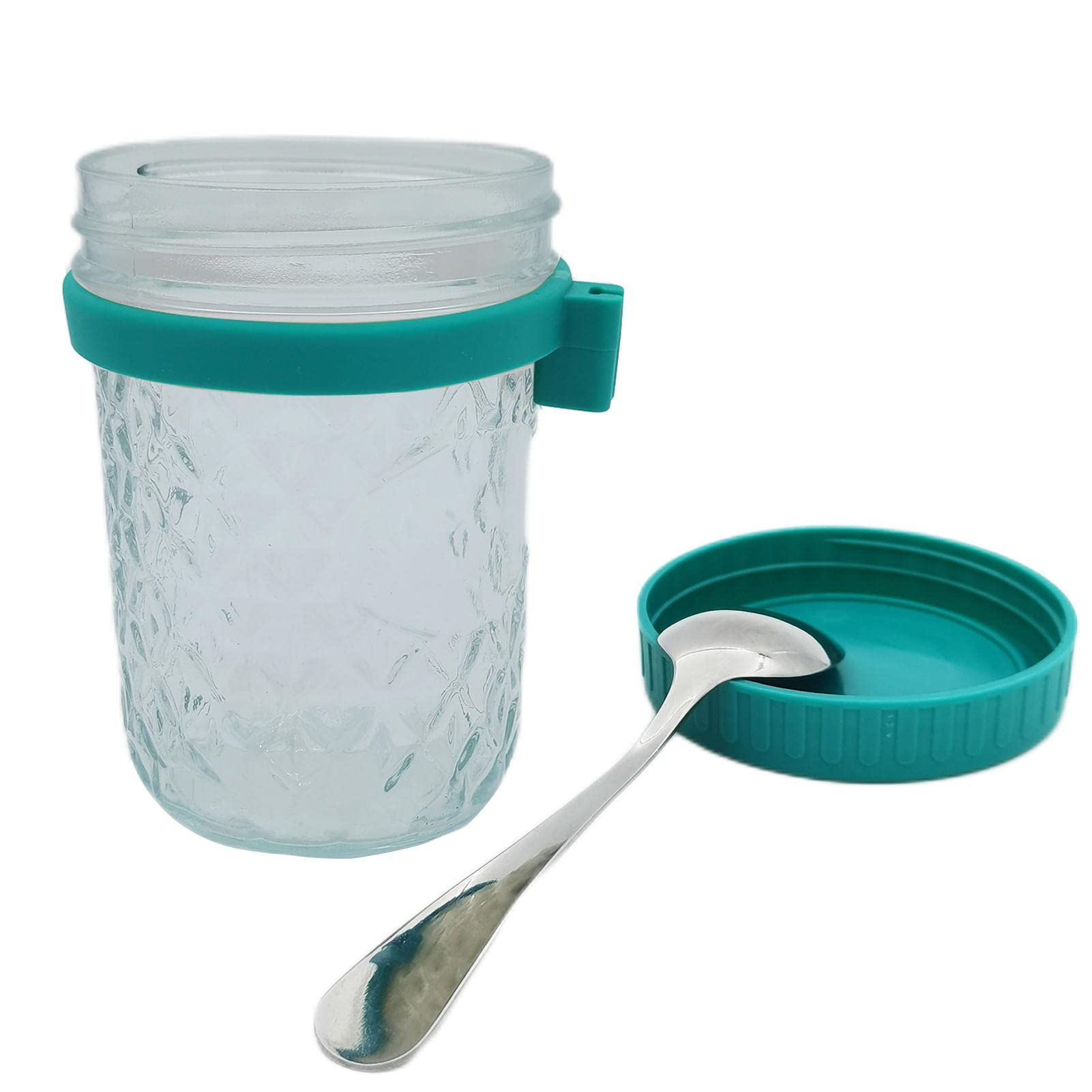 16oz Leak-Proof Overnight Oats Containers with Lids - Mason Jars with Spoon for Breakfast Meal Prep, Yogurt, Salads & Tea Storage | Perfect for Healthy On-the-Go Meals & Office Lunch