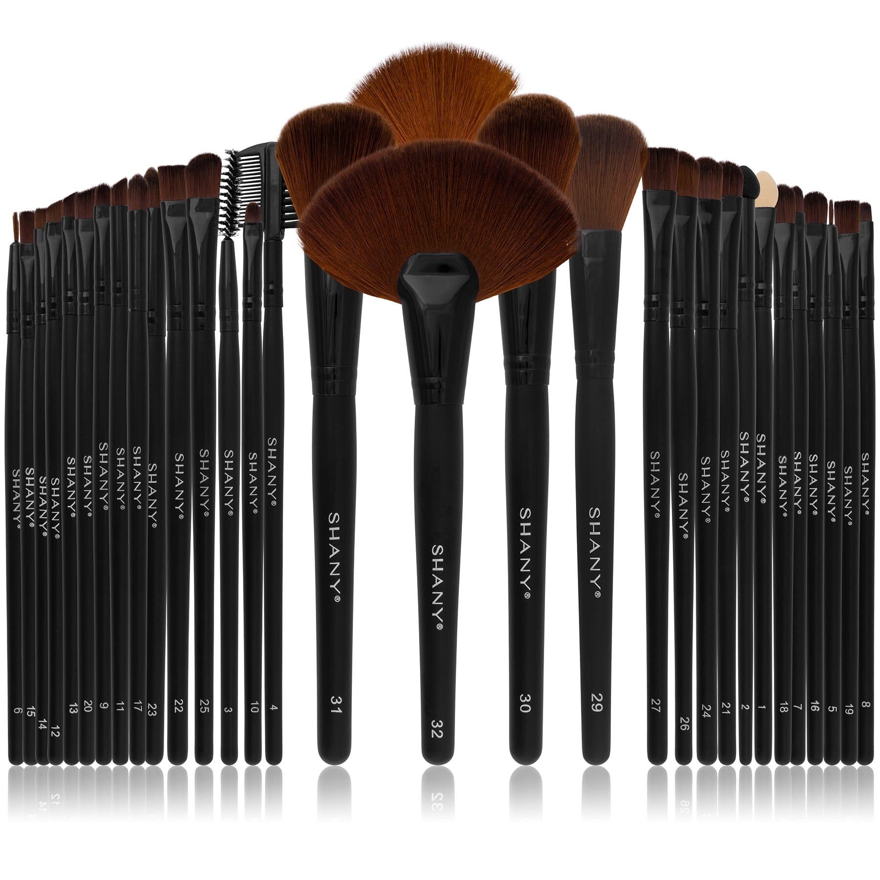 32-Piece Professional Makeup Brush Set with Vegan Leather Pouch - Synthetic Bristles for Foundation, Contour & Eyeshadow - Perfect for Makeup Artists & Beauty Enthusiasts