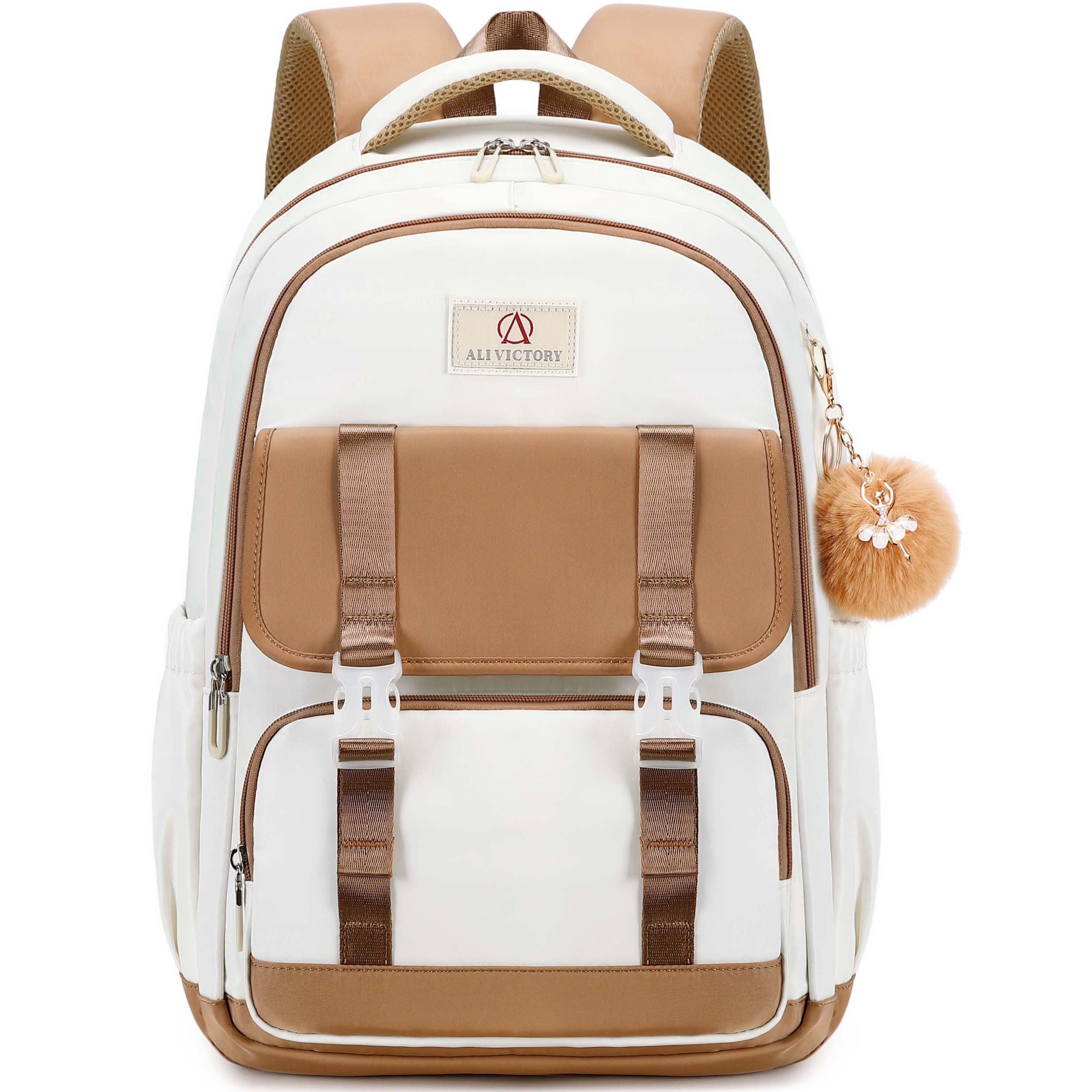 AO ALI VICTORY 16 Inch Laptop Backpack for Women & Students - Durable School Bag for High School, College, Work & Travel - Large Bookbag for Teens, Girls & Business Professionals - Perfect for Commuting, Campus Life & Business Trips (Brown)