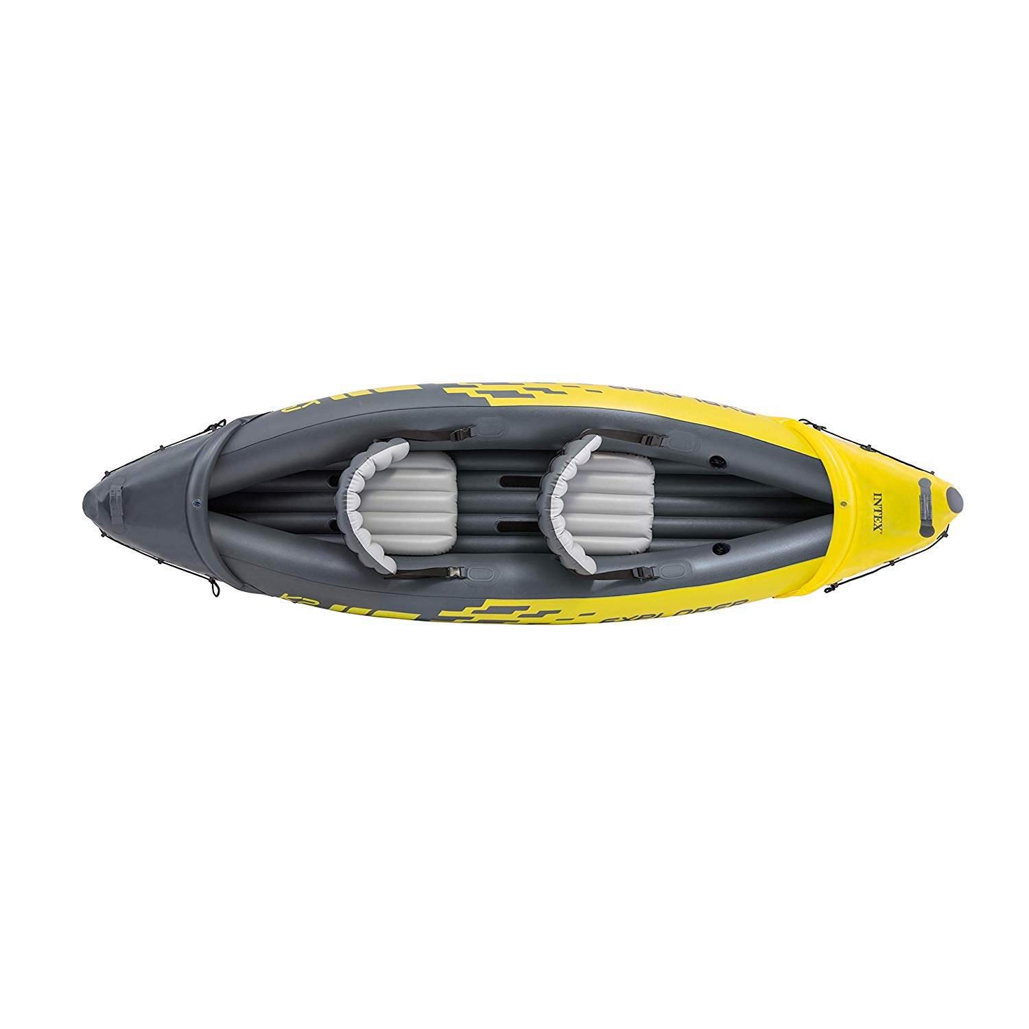 Intex Explorer K2 2-Person Inflatable Kayak with Aluminum Oars & Pump - Intex Challenger K1 1-Person Inflatable Kayak with Oar & Hand Pump - Portable Kayaks for Lakes, Rivers & Recreational Water Sports
