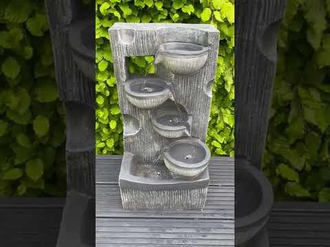 Solar Powered Waterfall Feature with 4 LED Water Bowls - 59