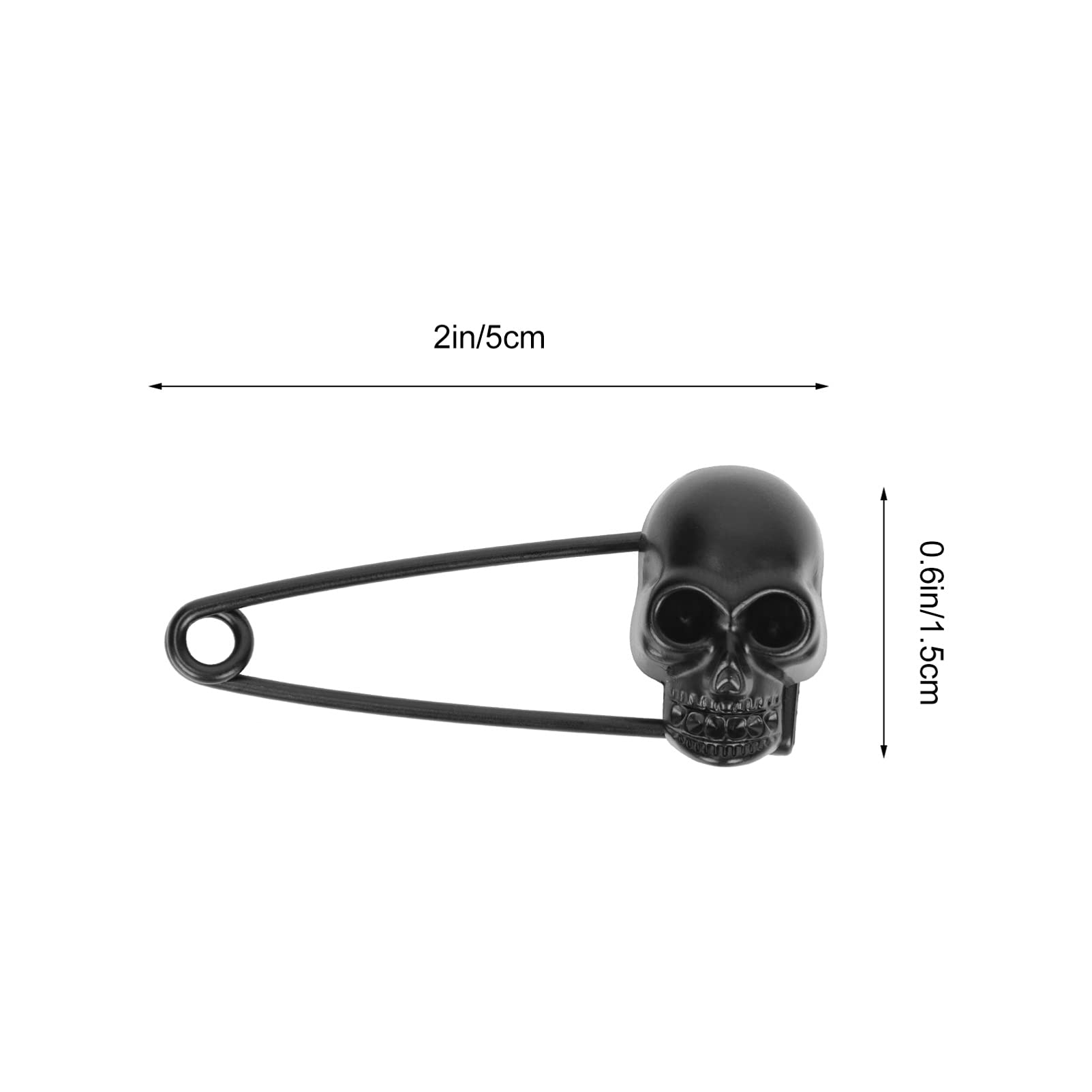 Holibanna 6Pcs Black Skull Head Safety Pins - Zinc Alloy Punk Skull Connector Charms for Blankets, Scarves & Sweaters - Gothic DIY Accessories for Clothing, Bags & Craft Projects