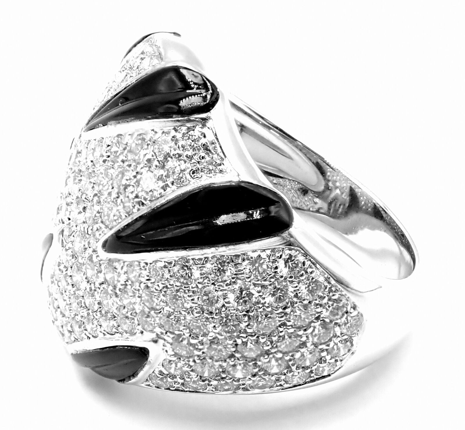 Authentic Cartier Panther Panthere Claw 18k White Gold Diamond Onyx Ring - Size 53 - Luxury Jewelry for Women, Perfect for Weddings, Anniversaries & Special Occasions