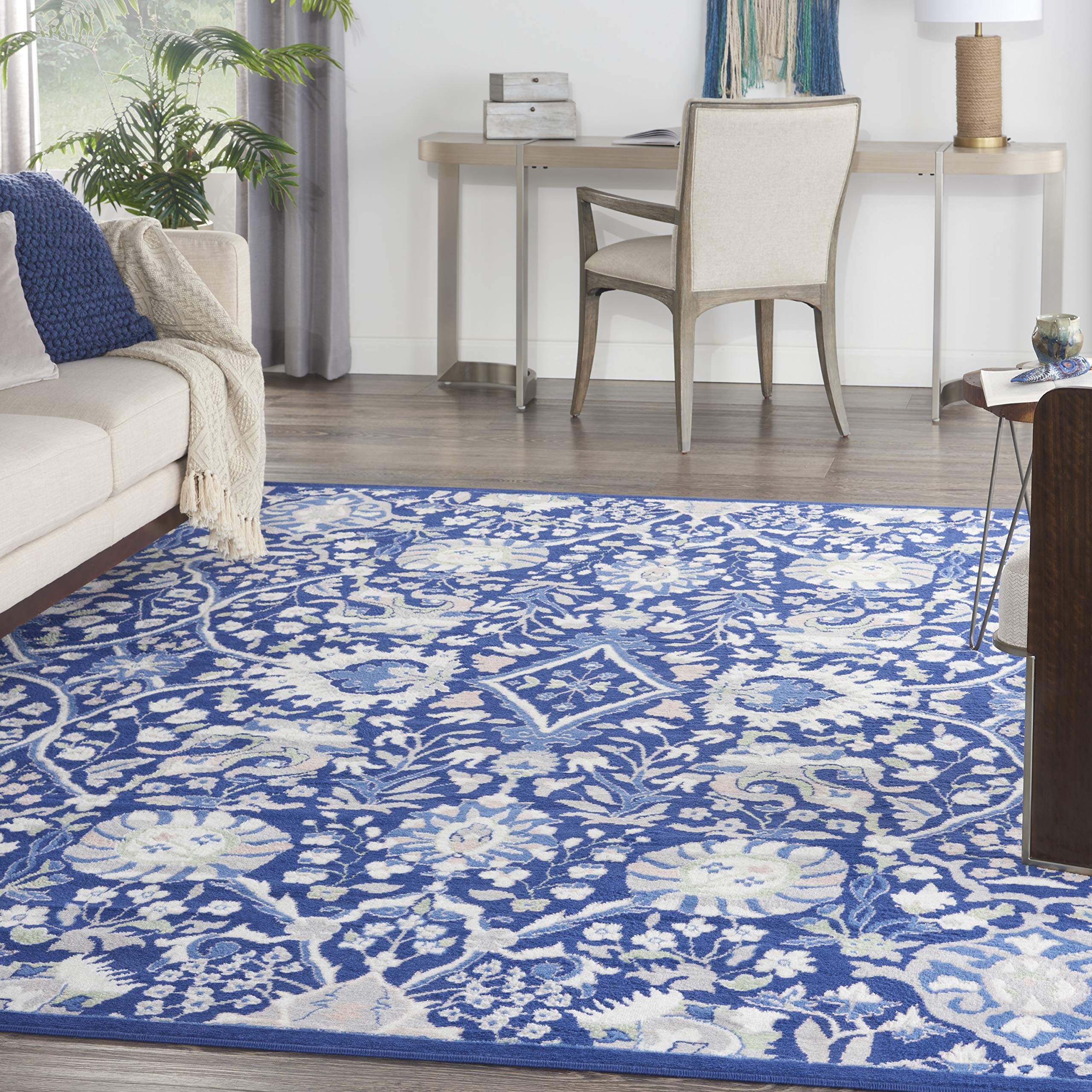 Nourison Whimsicle Traditional Navy Multicolor 8' x 10' Area Rug - Easy to Clean, Non-Shedding, Soft & Durable - Perfect for Bedroom, Living Room, Dining Room & Kitchen Decor (8x10)