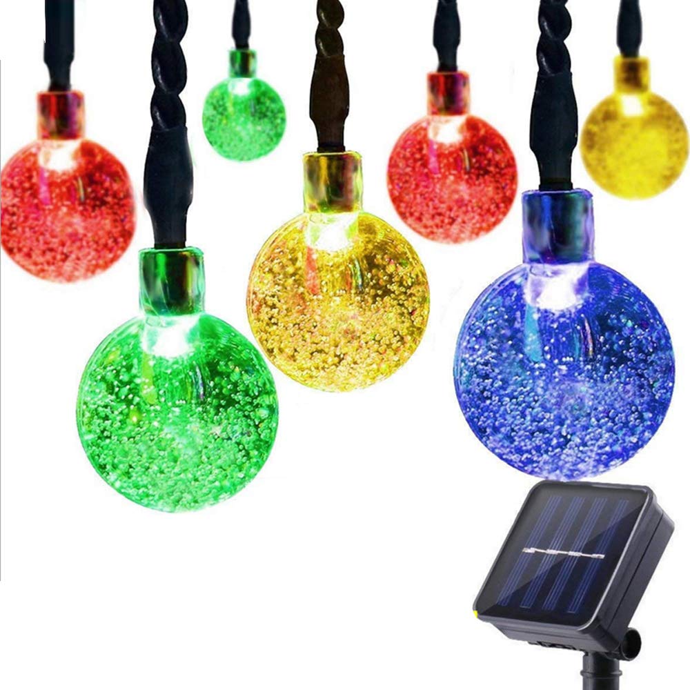 XUNATA 21ft 30 LED Solar String Lights Outdoor Waterproof - 8 Modes Fairy Lights for Garden, Patio, Wedding, Party, Holiday Decoration (Multi-Color) - Perfect for Backyard, Christmas, Halloween & Romantic Ambiance