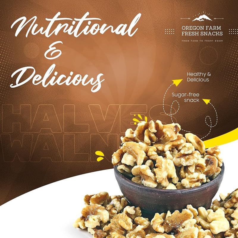Premium Oregon Farm Fresh Raw Walnuts 24oz - Unsalted, No Shell, Dry Halves - Healthy Snack, Baking Ingredient & Salad Topping - Nutrient-Rich Superfood for Keto, Vegan & Paleo Diets