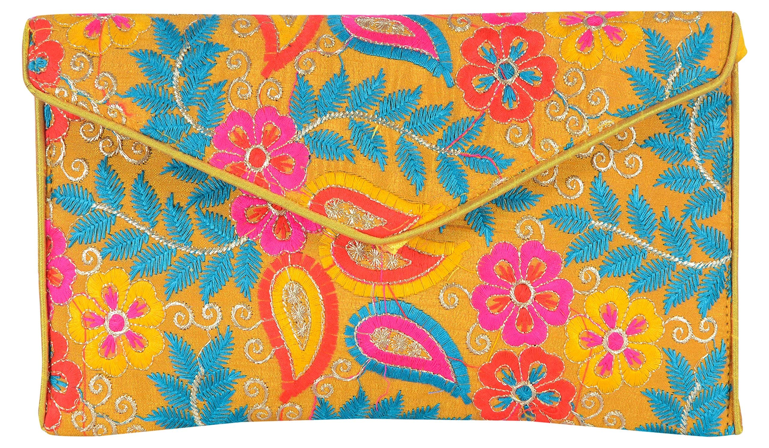 SHUBHANGI COLLECTIONS Women's Yellow Embroidered Sling Bag - Fashion Crossbody Purse for Women, Trendy Handbag for Daily Use, Work, Travel & Shopping