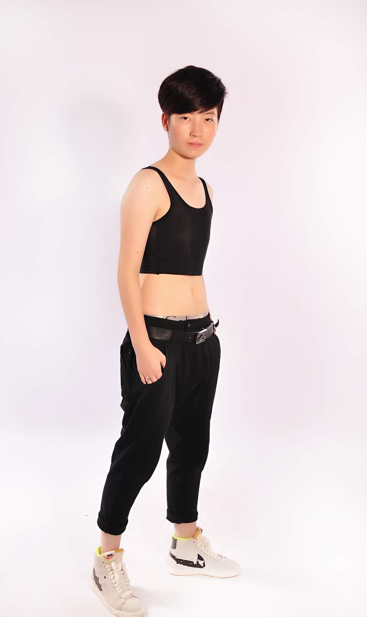 20CM Mesh Stretchy Chest Binder with 3 Rows of Adjustable Hooks - Comfortable Compression Top for Tomboy, Trans & Lesbian - Perfect for Daily Wear, Sports & Gender Affirmation