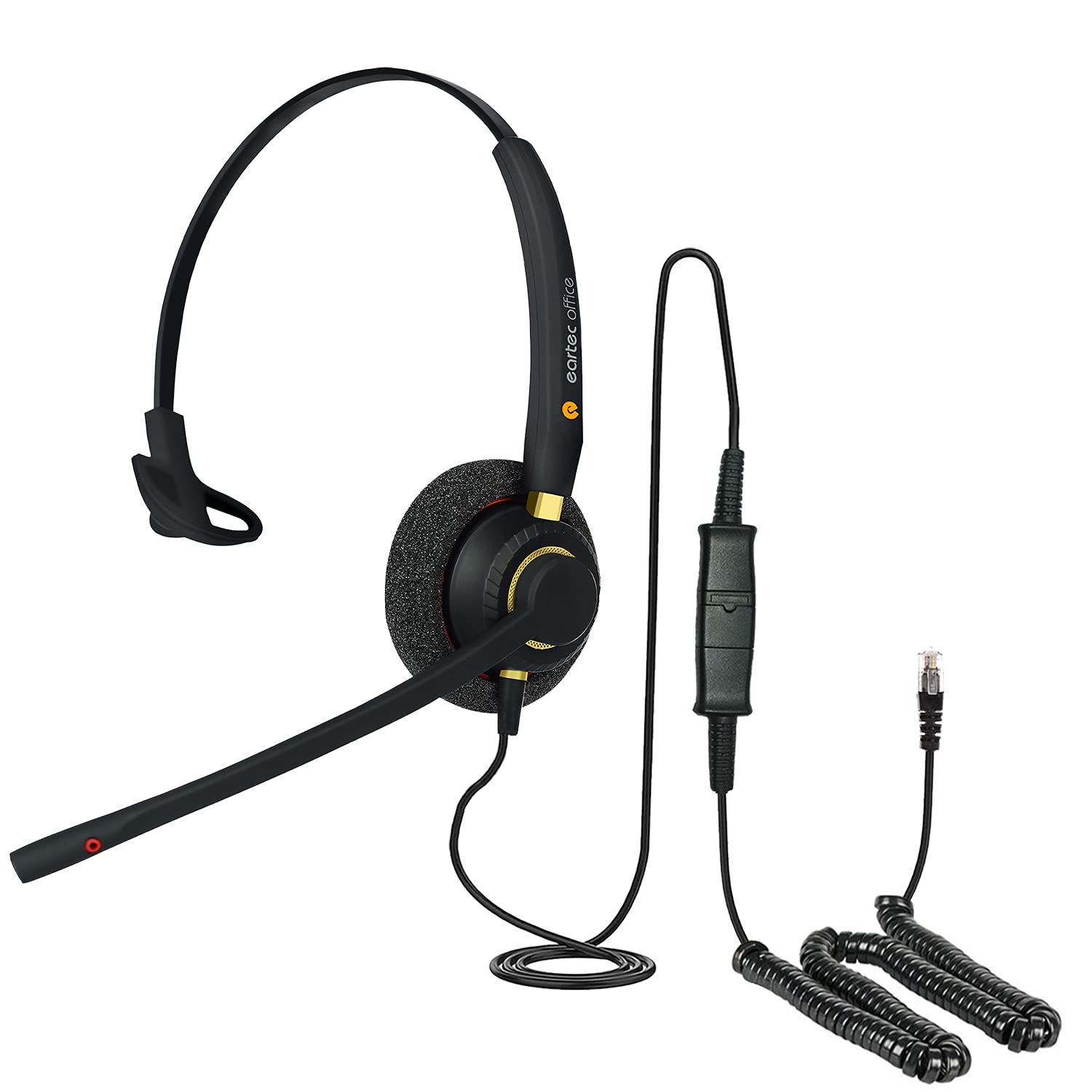 Alcatel-Lucent IP Touch Headset Compatible with IP 8001G, 8002, 8010, 8018, 8030 & 8040 VoIP Phones - Includes Free RJ9 Cable (QD002) - Perfect for Office Communication & Call Centers