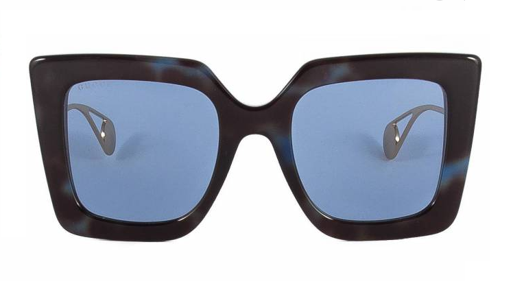 Gucci GG 0435S 004 Blue Havana Gold/Blue Cat Eye Women's Sunglasses