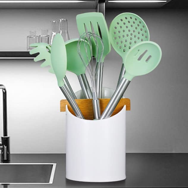 Silicone Cooking Utensil Set - 8-Piece Non-Stick Kitchen Tools with Stainless Steel Handles for Baking, Frying, and Everyday Cooking