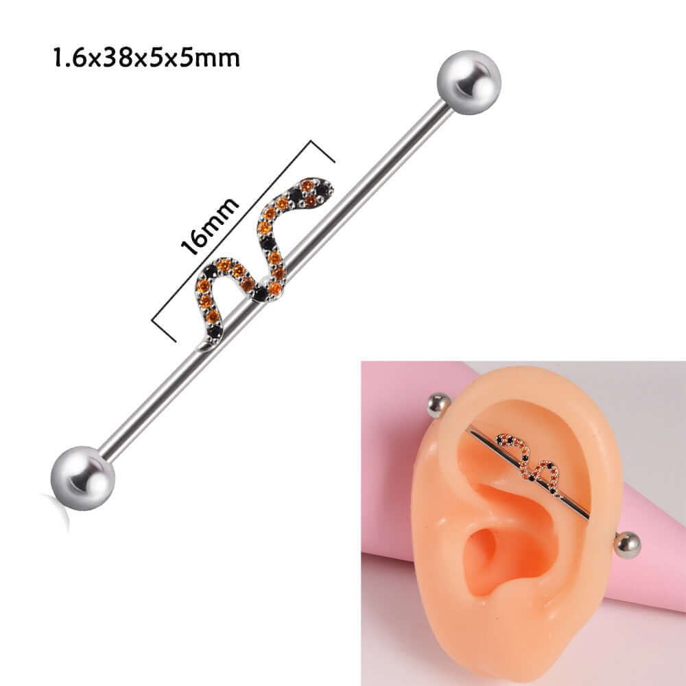 14g Silver Scorpio Insect Industrial Barbell Body Jewelry - Belly Button & Nose Piercing Bar | Perfect for Gothic, Punk & Alternative Fashion Styles