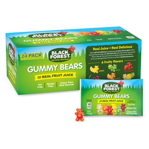 Premium Black Forest Gummy Bears - 1.5oz (Pack of 24) | All-Natural Fruit Flavors | Perfect for Parties, Snacks & Lunch Box Treats