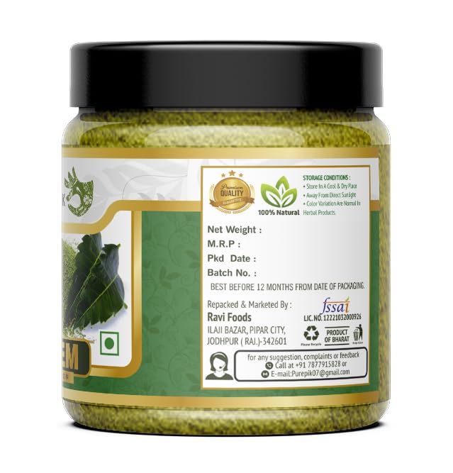 Pure Pik Organic Neem Powder 200g - Natural Neem Leaf Powder for Skin Care, Hair Growth & Face Mask | USDA Certified, Vegan, Chemical-Free | Perfect for DIY Beauty Treatments & Ayurvedic Remedies