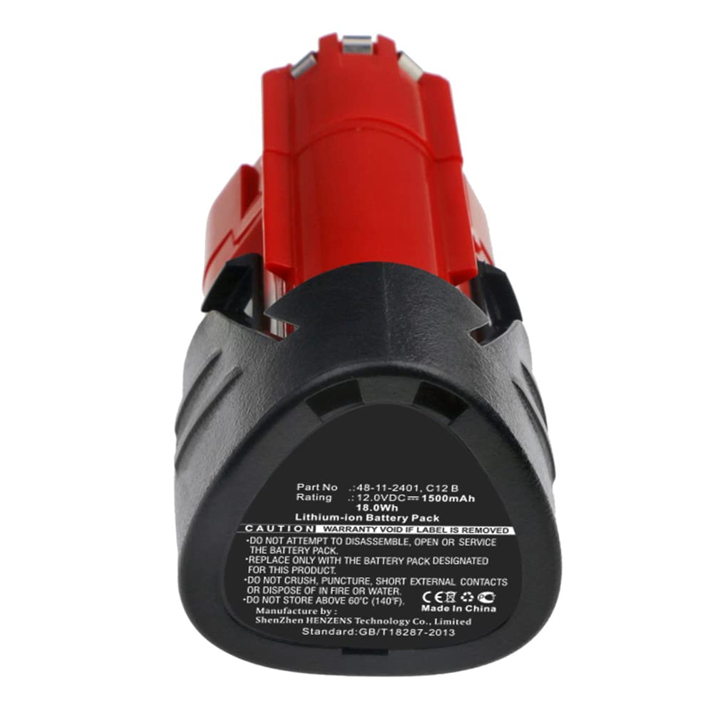 Synergy Digital 12V 1500mAh Li-ion Replacement Battery for Milwaukee 2453-20 Power Tool - Ultra High Capacity, Long-Lasting Performance - Perfect for Drilling, Fastening & DIY Projects