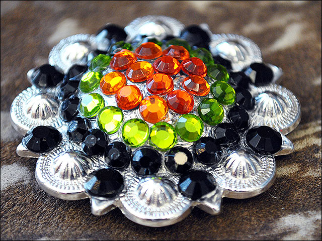 2-Piece Western Nickel Plated Rhinestone Berry Concho Set for Belts & Boots – Hilason Bling for Cowgirl Fashion & Country Style Accessories