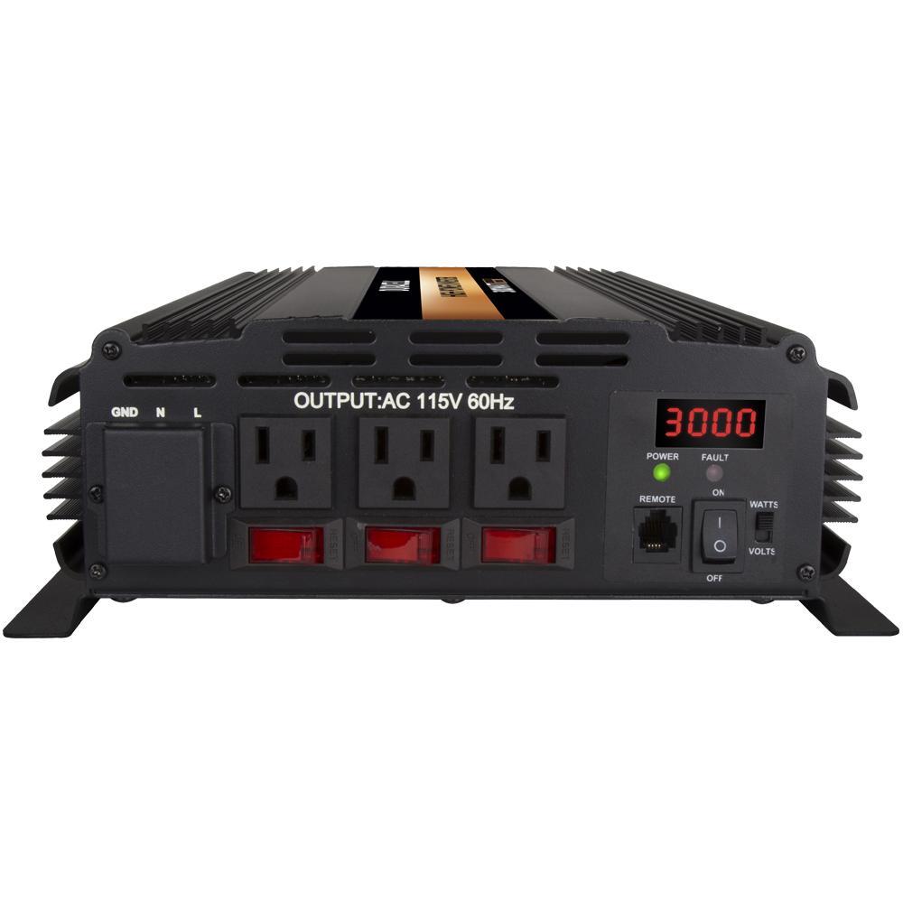 Duracell 3000W Power Inverter with 3 AC Outlets & 2.1A USB Port - High Wattage DC to AC Converter for RVs, Camping, Emergency Power Backup & Off-Grid Living