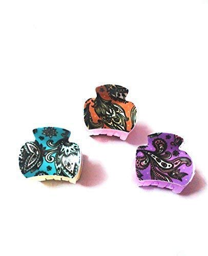 Ma Gayatri Traders Women's Multicolor Hair Clips - 3 Pack Printed Hair Claws for Women & Girls - Perfect for School, Work, and Everyday Styling