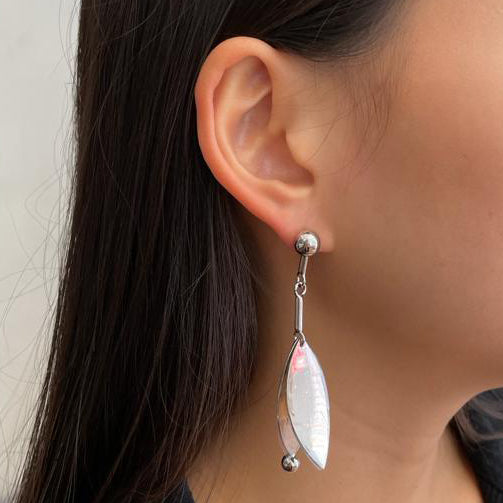 PS Small Leaf Earrings for Women - Dainty Silver & Gold Plated Stud Earrings - Perfect for Everyday Wear, Gift Giving & Boho Fashion