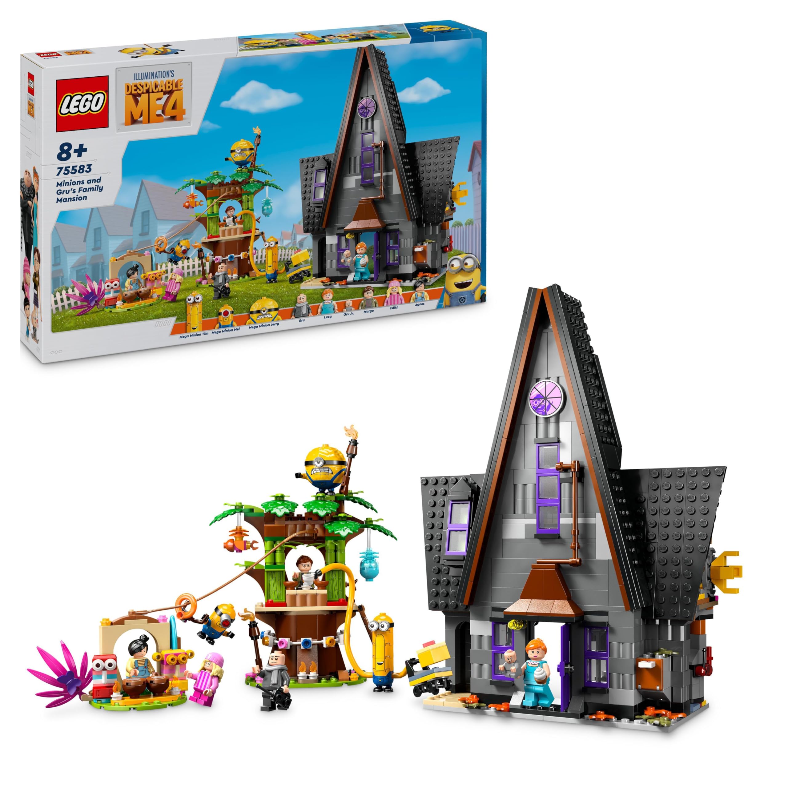 LEGO GRU 4: Despicable Me Minions & GRU's Family Mansion Building Toy Set with Movie Character Figures, Construction Playset for Kids Ages 8+ (75583) - Perfect for Birthday Gifts, Creative Play & Movie-Themed Collectibles