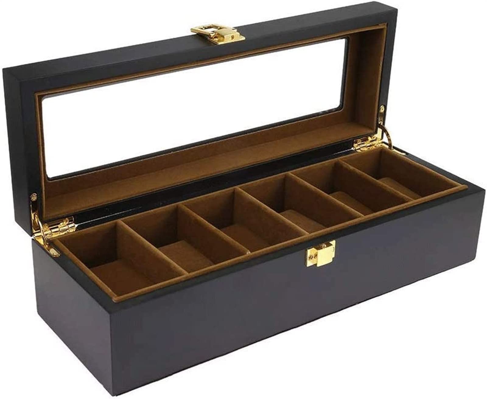 Premium DHALGA 6-Slot PU Leather Watch Box with Glass Top - Luxury Watch Storage & Display Case for Men & Women - Perfect for Home, Office, and Travel Organization
