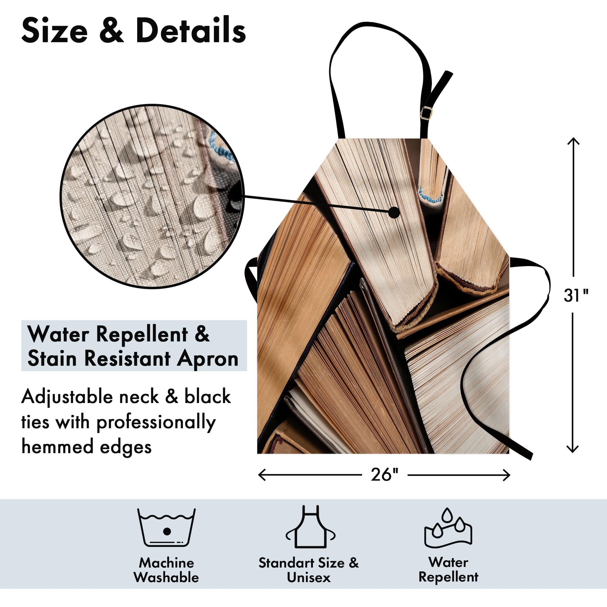 Ambesonne Stylish Printed Apron - Adjustable & Waterproof for Cooking, Baking, BBQ, Gardening - Perfect for Indoor & Outdoor Use