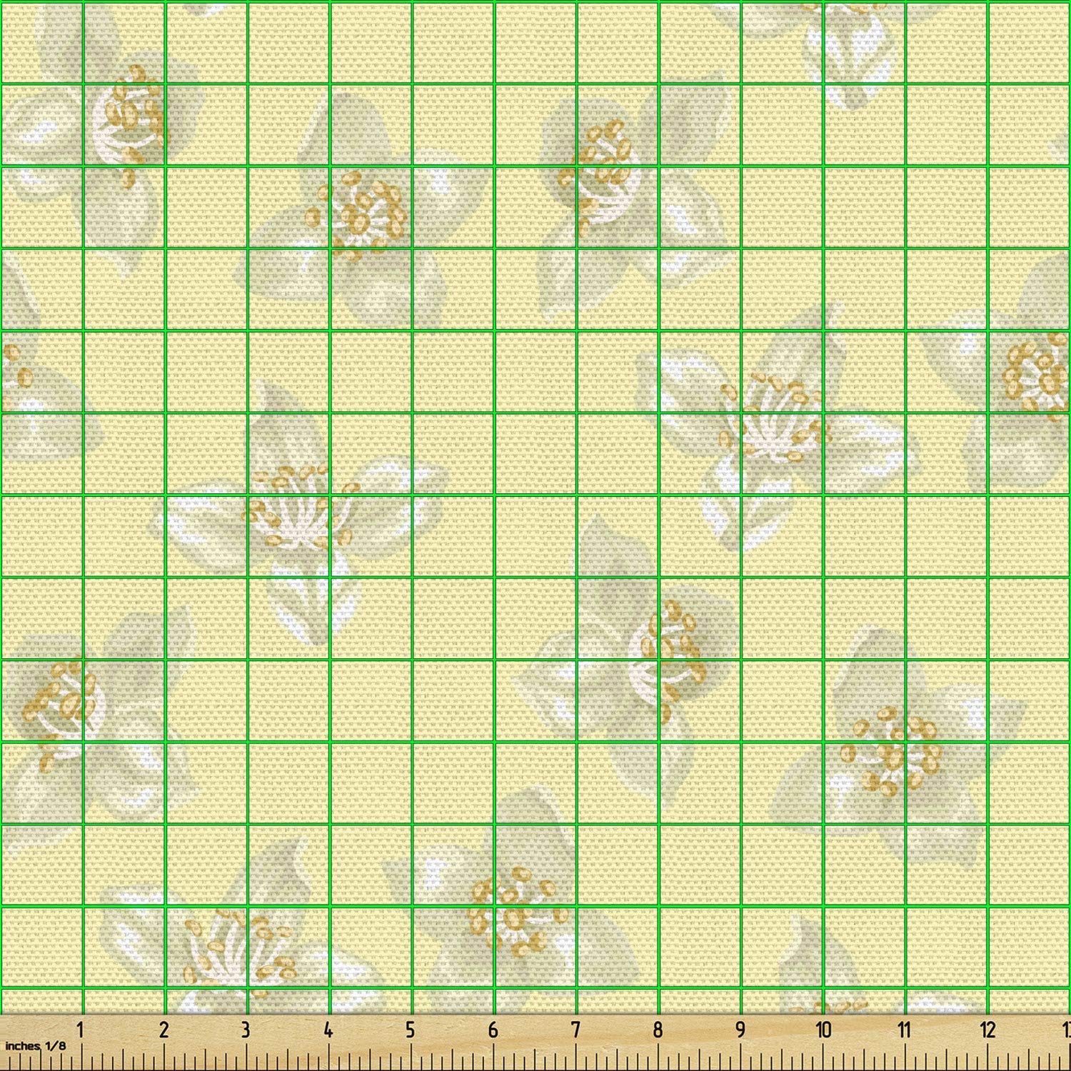 Ambesonne Jasmine Fabric by The Yard - Soft Floral Petals Botanical Bloom Pattern in Pastel Yellow & Khaki | 10 Yards Upholstery Fabric for Sofa, Curtains, Pillows & Home Decor | Perfect for Bedroom, Living Room & DIY Craft Projects