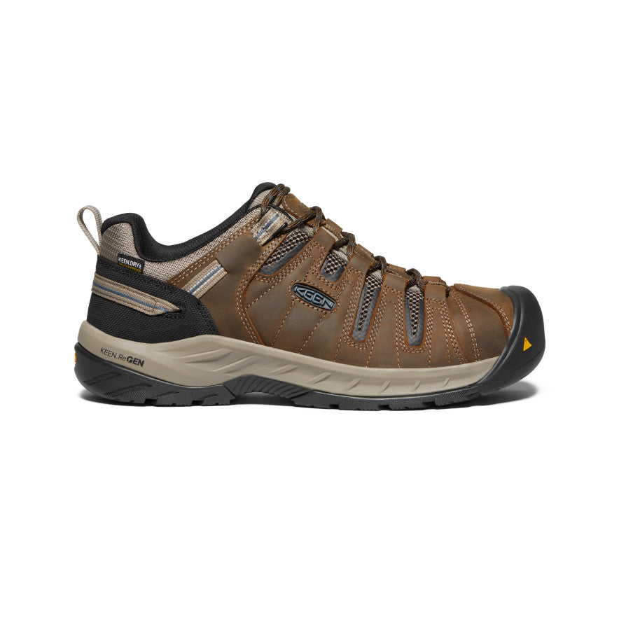 Men's Flint II Steel Toe Waterproof Work Boots - Cascade Brown/Orion Blue | Heavy Duty Construction & Slip Resistant for Outdoor Jobs, Hiking & Industrial Work