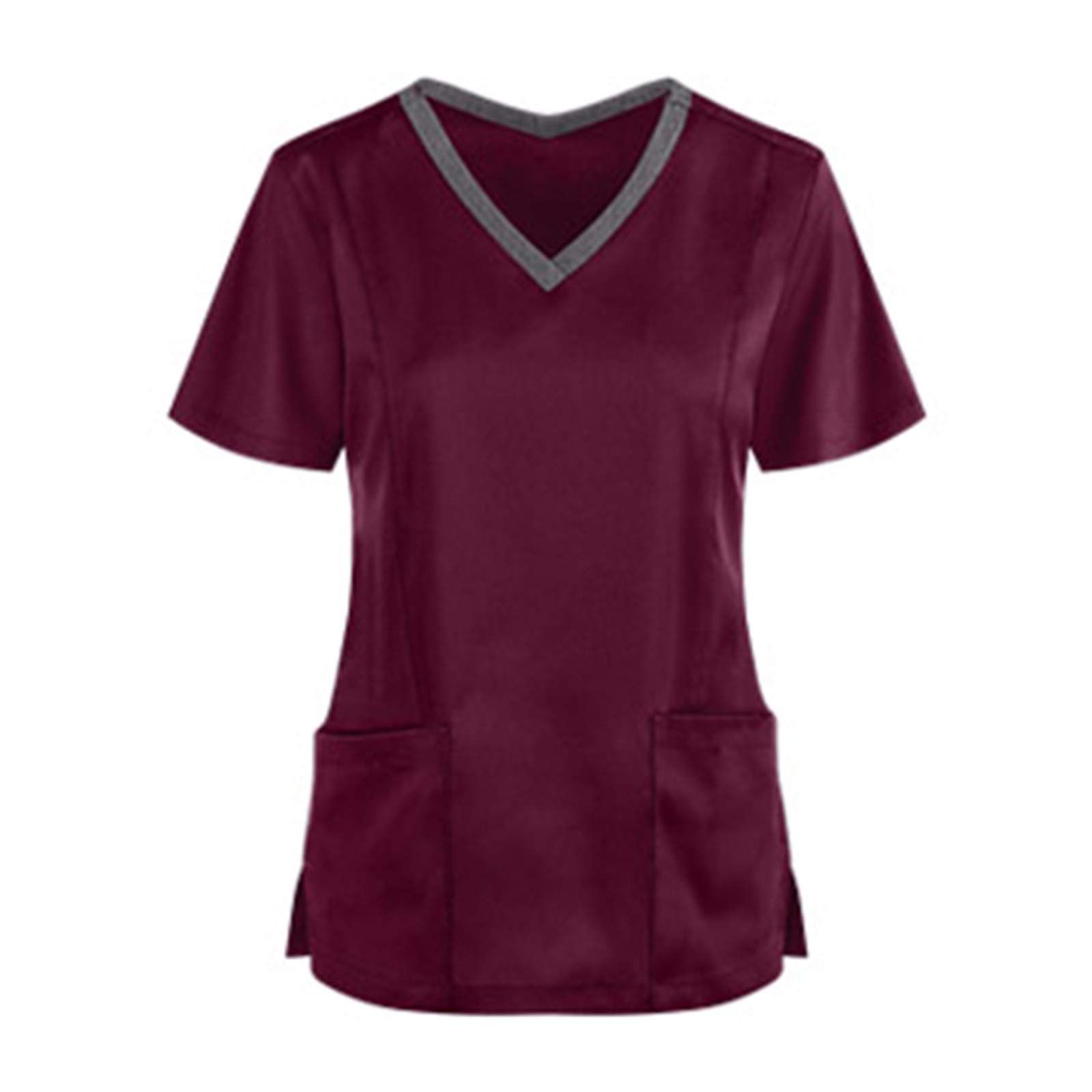 Women's Long Sleeve Turtleneck V-Neck Top with Pocket - Soft Stretch Work Shirt for Nurses & Caregivers - Black Keyhole Detail Casual & Professional Wear for Work or Everyday Outfits