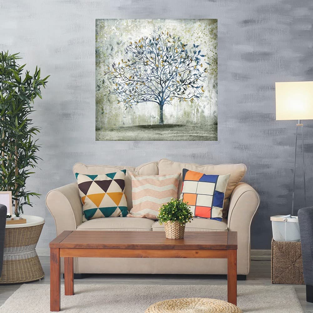 Falling Leaves Canvas Wall Art - Handmade Fine Art Painting by Heather Hayes - 37x37 Inches - Ready to Hang - Perfect for Living Room, Bedroom, Office Decor - Autumn Home Decor & Seasonal Wall Art for Cozy Interior Design