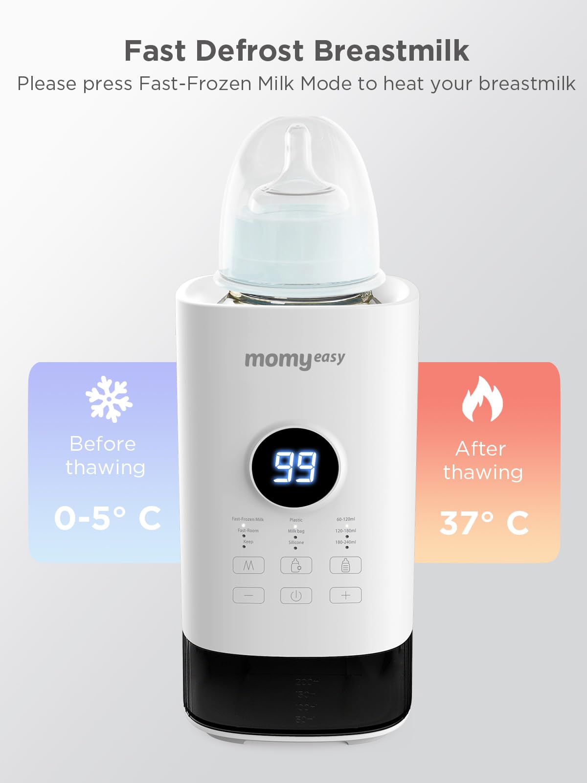 MOMYEASY Fast Baby Bottle Warmer - Universal Milk Warmer for All Bottles with Digital Timer, Temperature Control & Auto Shutoff - Perfect for Breastmilk & Formula - Ideal for Home, Travel & Nursery Use