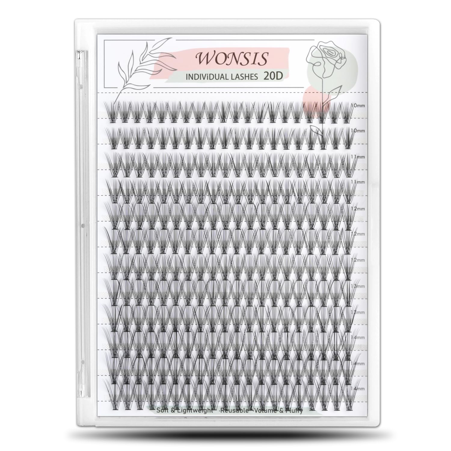 20D Individual Lash Extensions 240 Pcs - Soft Lightweight Reusable DIY Eyelash Clusters for Volume (0.07mm, C Curl, 10/11/12/13/14mm) - Perfect for Natural Look, Daily Wear & Special Occasions