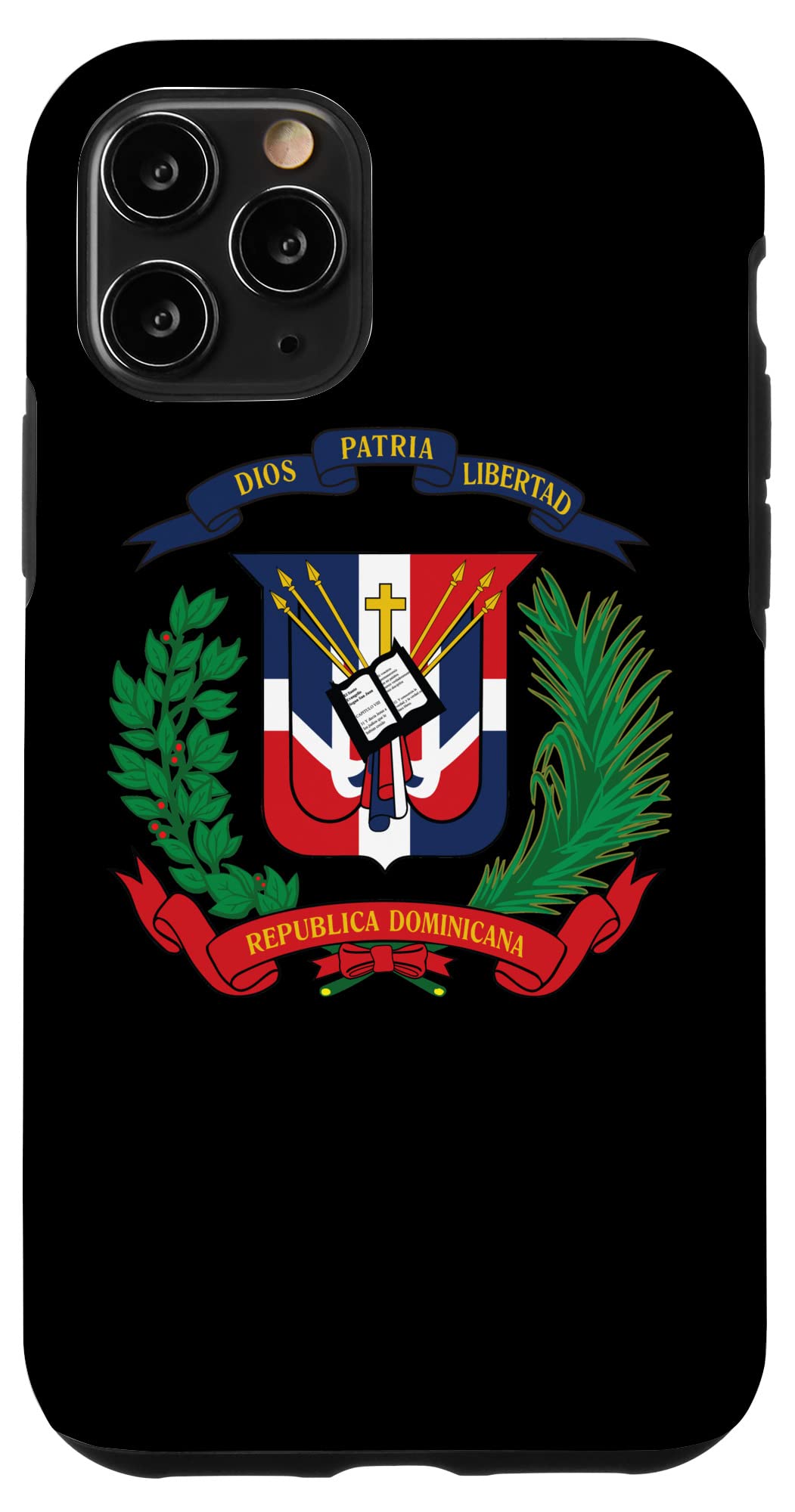 iPhone 11 Pro Case with Dominican Republic Flag - National Emblem of Republica Dominicana - Durable Protective Cover for Travel, National Pride & Everyday Use