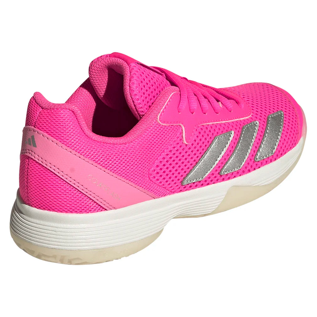 **Juniors' Courtflash Tennis Shoes - Lightweight & Breathable for Women & Girls - Lucid Pink & Silver Metallic - Perfect for Tennis, Running & Casual Wear**