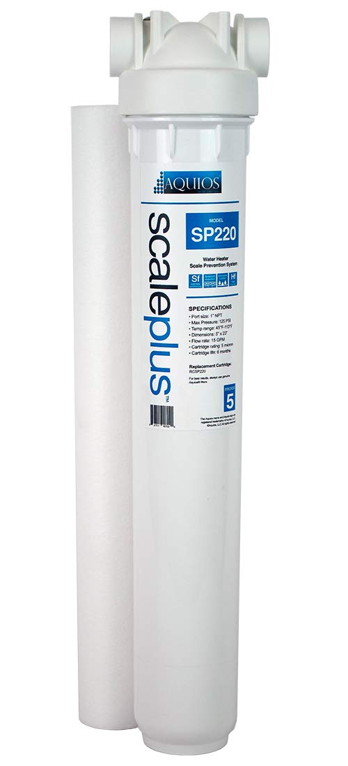 Aquios® SP220 ScalePlus™ Tankless Water Heater Scale Reduction System - Prevents & Reduces Limescale in Tankless & Traditional Water Heaters | 5 Micron Sediment Filter | Whole House Water Protection for Hard Water Areas | Perfect for Homes, RVs & Commercial Buildings