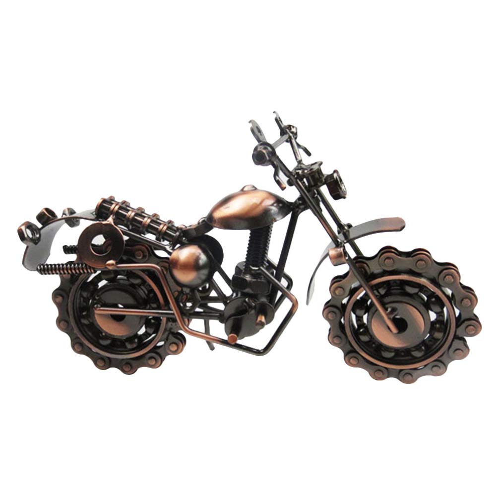 Vintage Metal Motorcycle Model Decor - Bronze Retro Motorbike Ornament for Home & Window Display