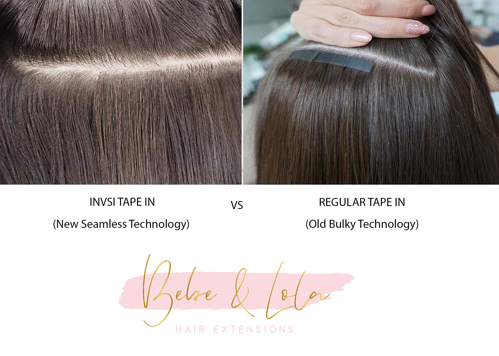 Bebe and Lola Remy Invisible Tape In Hair Extensions - 20 Pieces Seamless Extensions (50g, 20