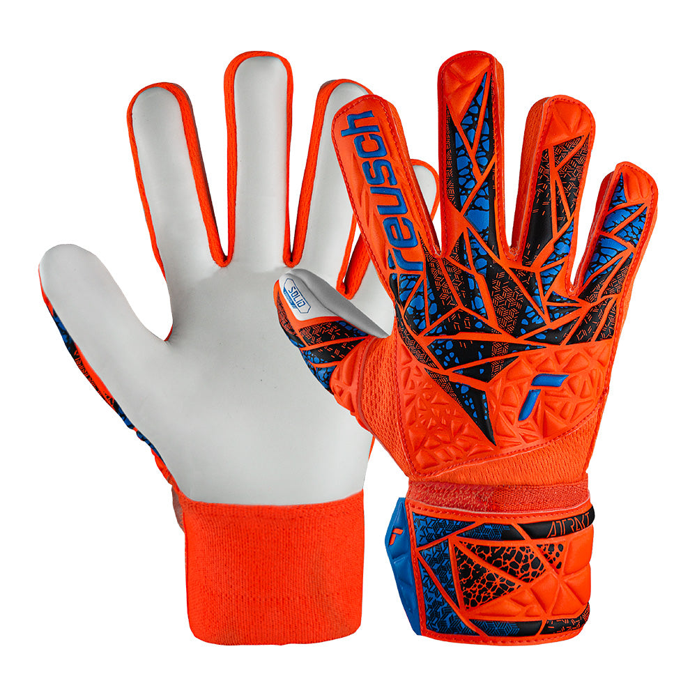 Reusch Attrakt Grip Goalkeeper Gloves - Orange/Blue - Professional Soccer Goalie Gloves for Training & Matches - Perfect for Youth & Adult Goalkeepers