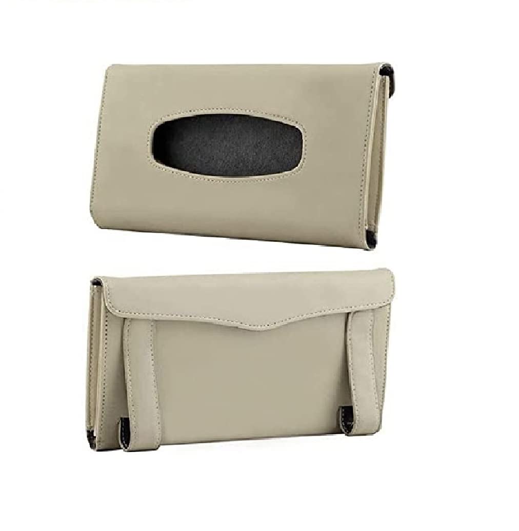 Detachi Car Tissue Holder - Sun Visor Napkin Organizer for Vehicles | Beige Auto Accessory | Perfect for Road Trips, Commuting & Family Travel