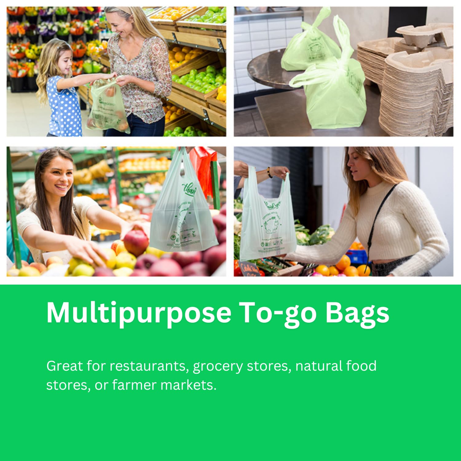Eco-Friendly Large Orange Home Compostable Shopping Bags - 200 Count, 12