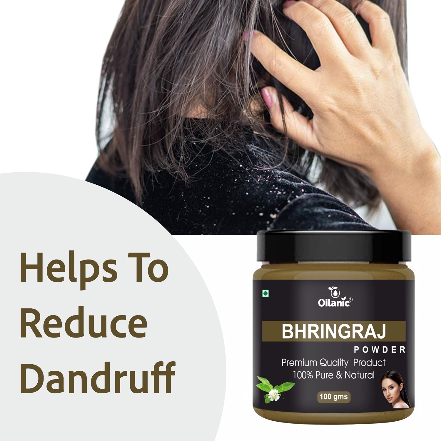 Oilanic 100% Pure Natural Bhringraj Powder for Hair Growth & Skin Care - 2 Pack (200g Each) | Ayurvedic Herbal Treatment for Dandruff, Hair Fall & Glowing Skin