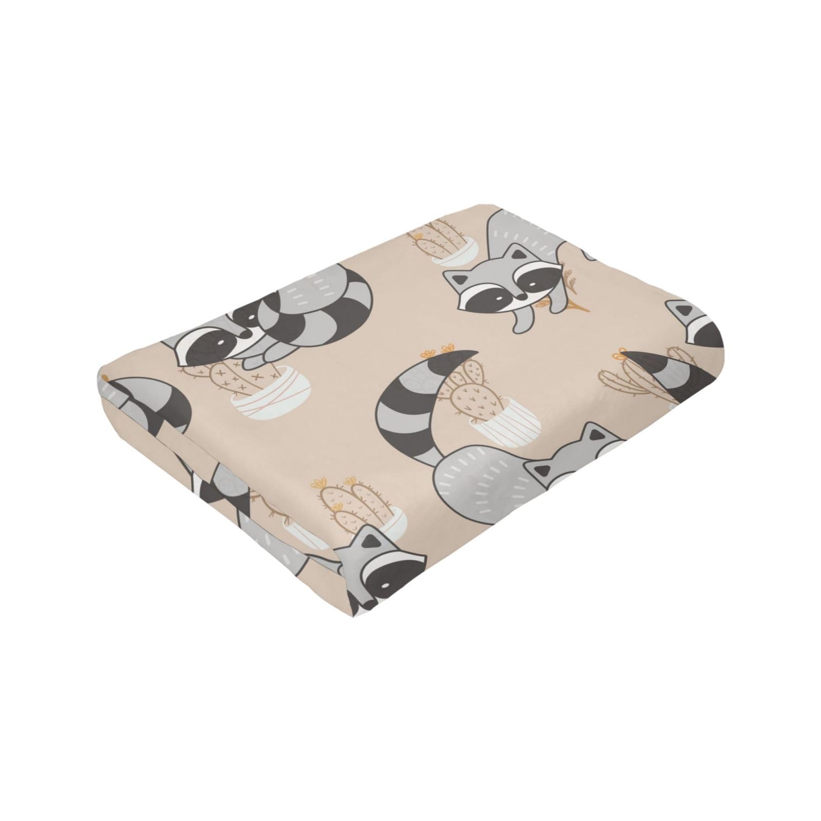 Cute Cartoon Raccoons Flannel Throw Blanket - Soft & Warm Lightweight Blanket for Kids, Teens & Adults - Perfect for Sofa, Bed, Office & Travel - Ideal Gift for Raccoon Lovers (50