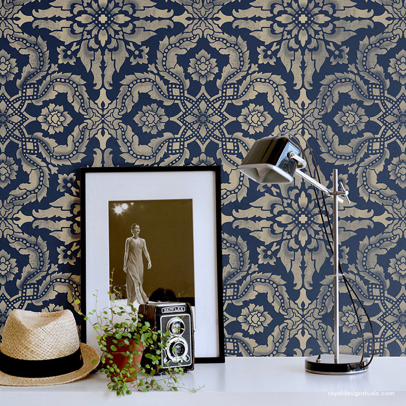 Santiago Tile Stencil - Reusable DIY Floor & Wall Tile Painting Template for Home Decor, Bathroom, Kitchen Backsplash - Perfect for Mosaic, Geometric & Moroccan Patterns