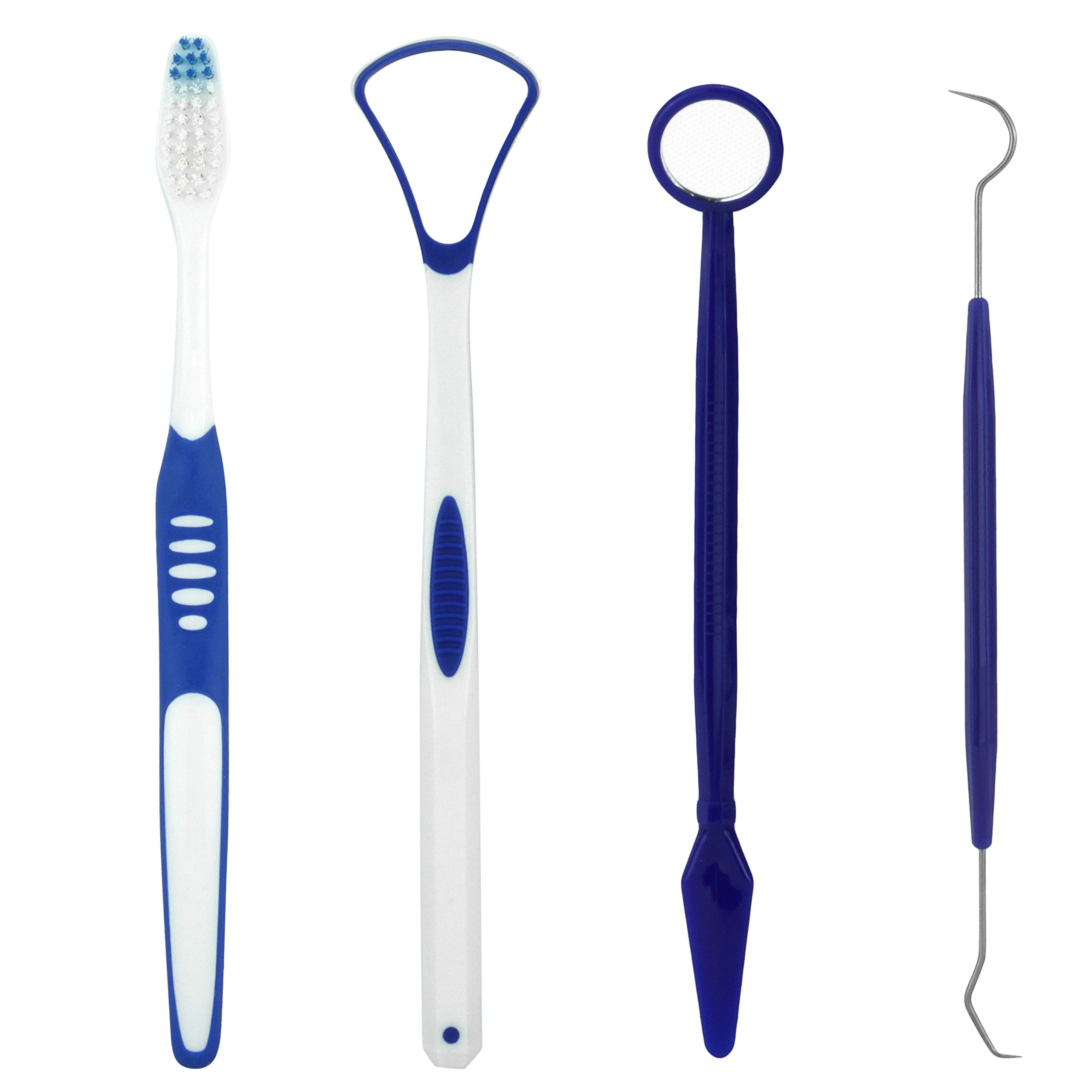 HOVUK® 4-Piece Dental Hygiene Kit - Professional Teeth Whitening Set with Dentist Mirror, Toothbrush, Tongue Scraper & Dental Pick | Perfect for Travel, Home & Office Oral Care Routine