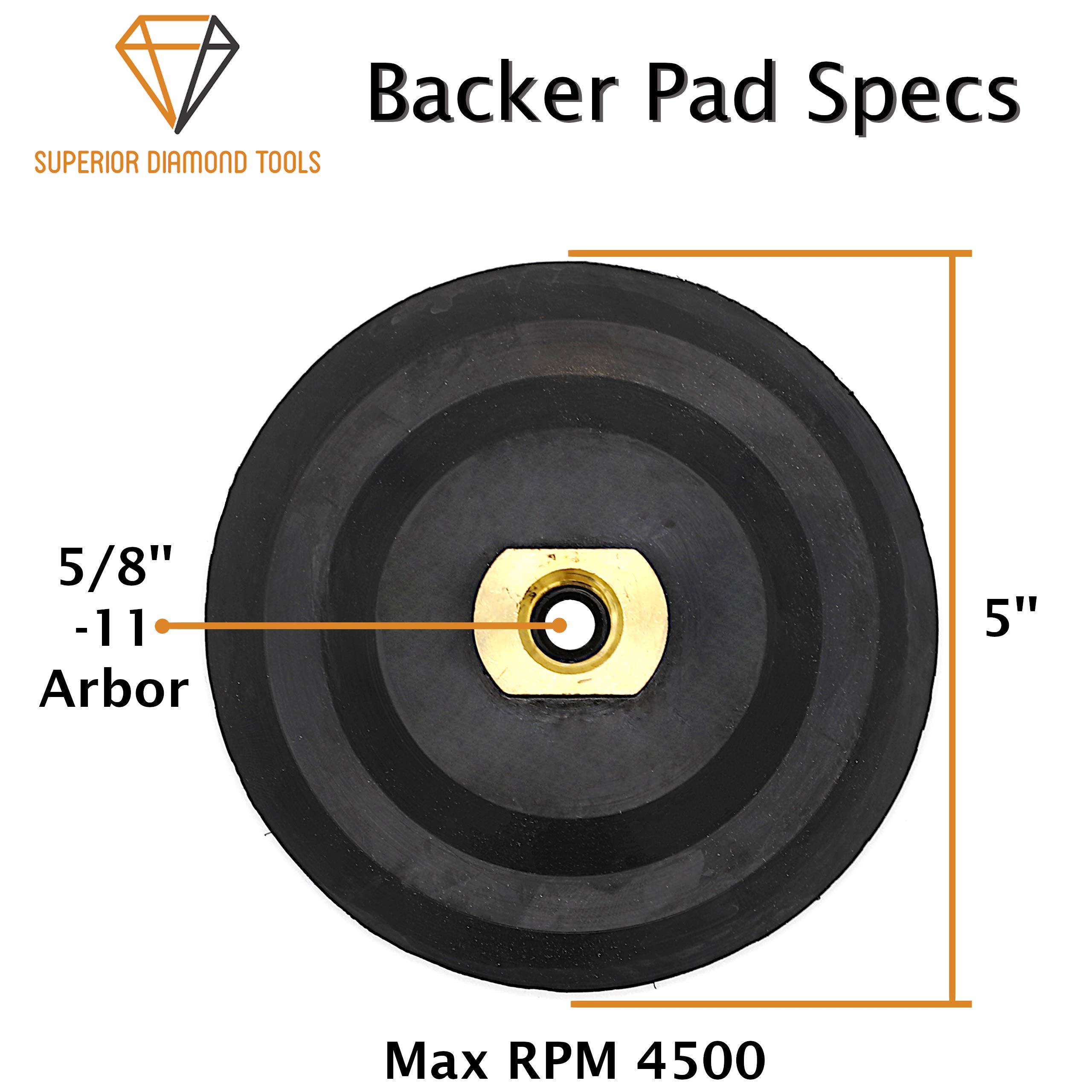 5'' Rubber Backer Pad for Angle Grinder - Flexible Hook & Loop Backing Pad with 5/8-11 Arbor - Perfect for Sanding, Polishing & Surface Prep on Wood, Metal & Concrete